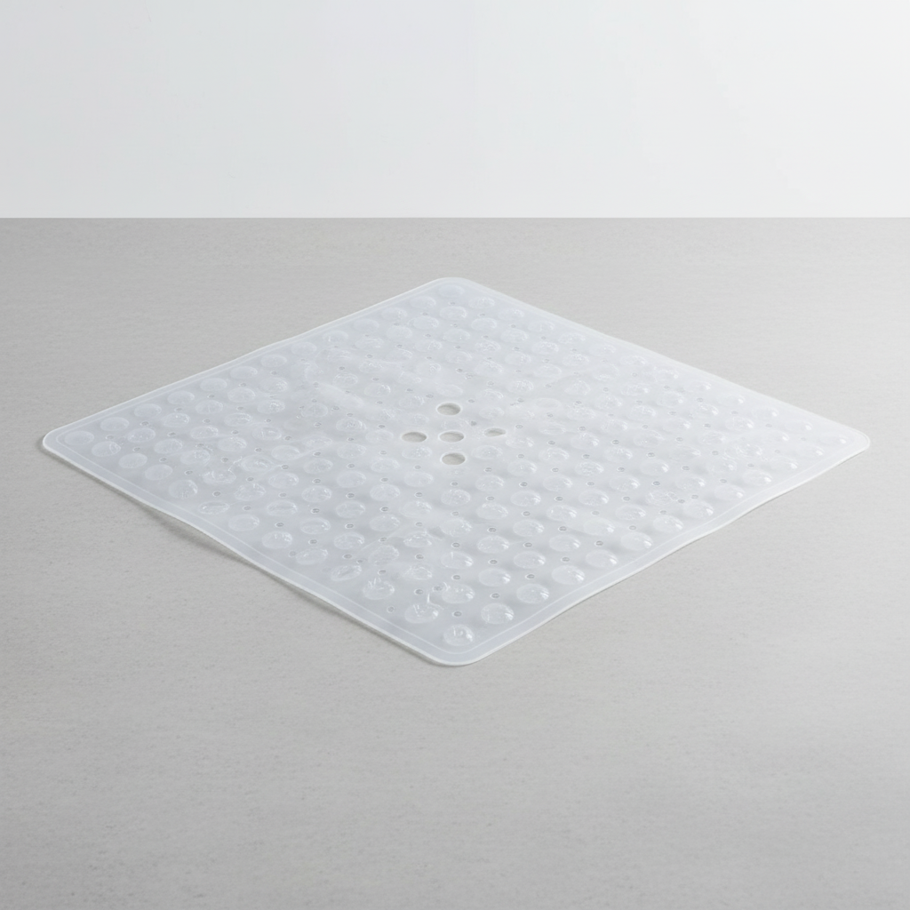 GripSquare anti-slip shower mat, square, made from hygienic PVC for bath and shower safety.