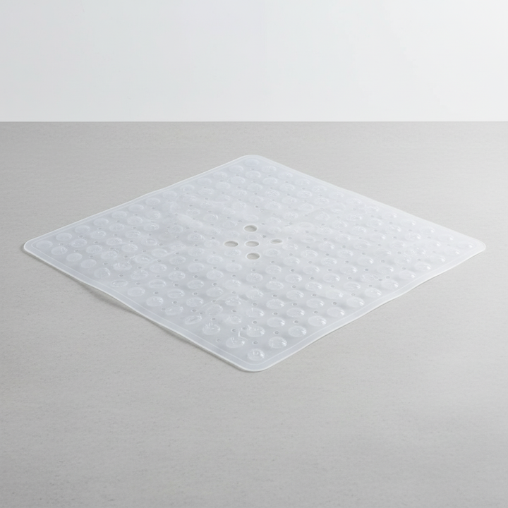 GripSquare anti-slip shower mat, square, made from hygienic PVC for bath and shower safety.