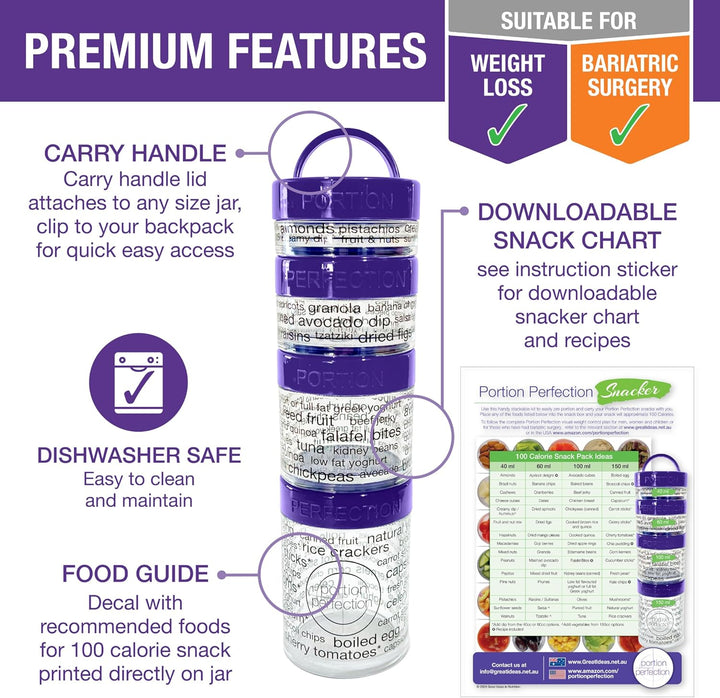 On-the-go stackable snack containers for lunch boxes. Ideal for portion control, meal prep & healthy eating. Reusable, BPA-free.