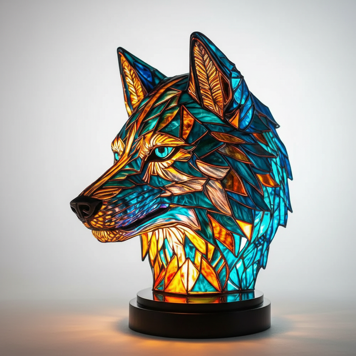 Tiger stained glass table lamp, bold animal motif, artistic home accent light