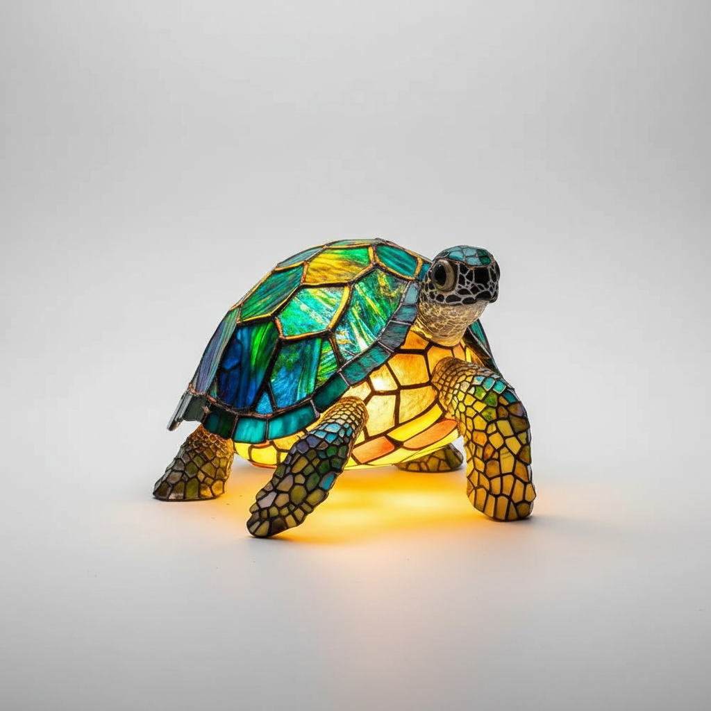 Stained glass horse accent lamp, elegant animal themed decorative lighting