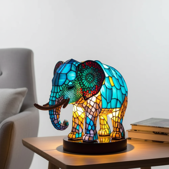 Dolphin stained glass table lamp, ocean animal themed unique accent light