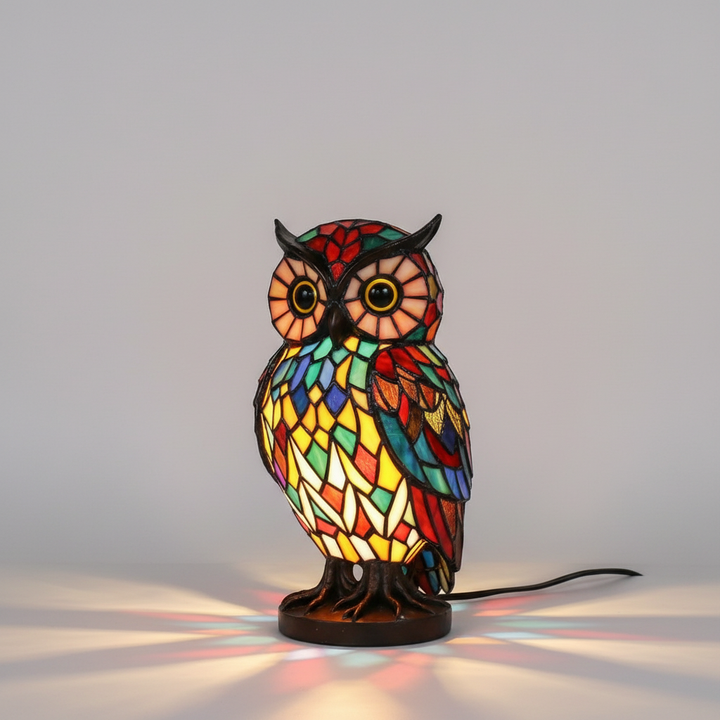 Fish stained glass table lamp, aquatic animal motif, decorative home lighting