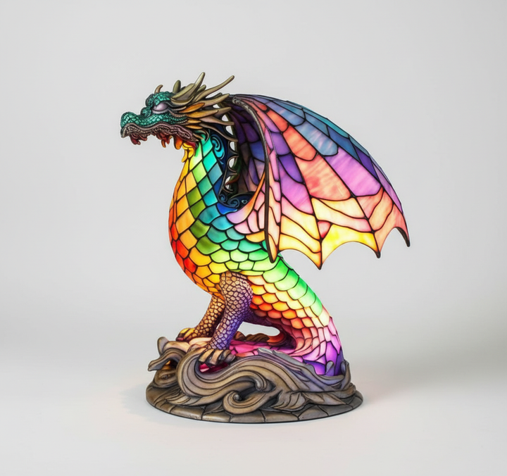 Stained glass dog table lamp, beloved pet animal motif, decorative lighting