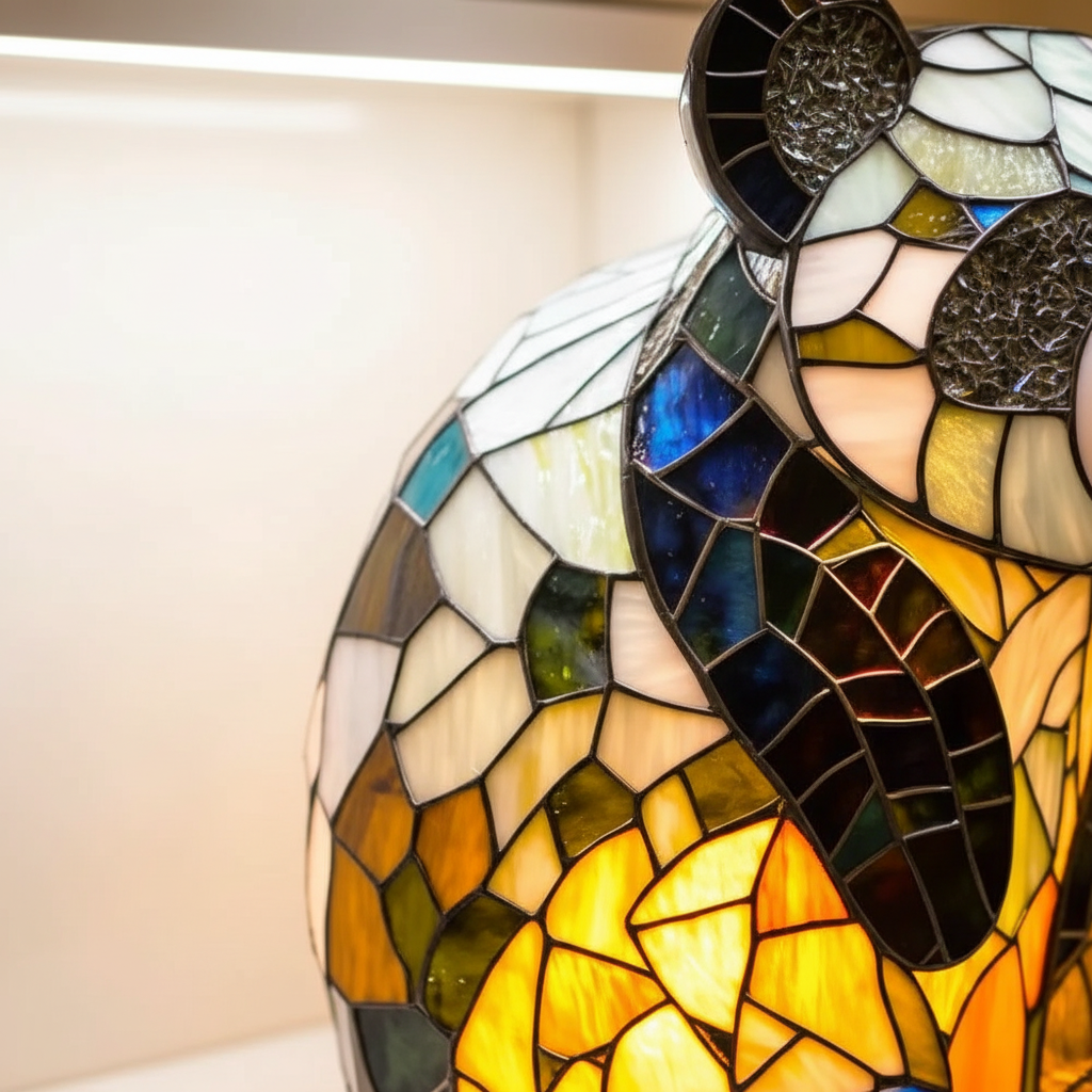 Tiffany style stained glass elephant table lamp, unique decorative home lighting