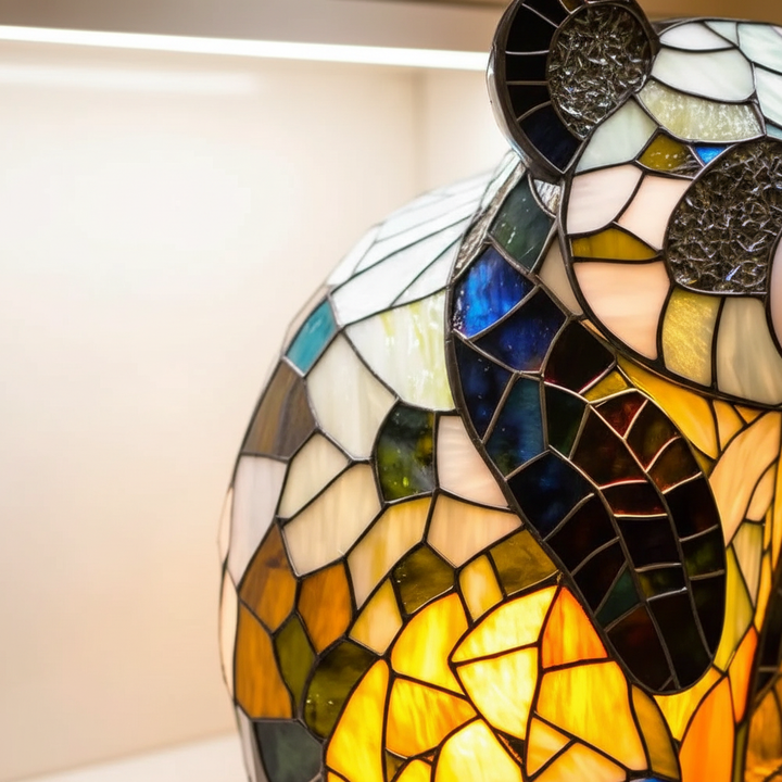 Tiffany style stained glass elephant table lamp, unique decorative home lighting