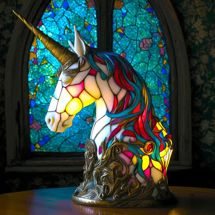 Fox stained glass table lamp, charming animal accent light, ideal home decor gift