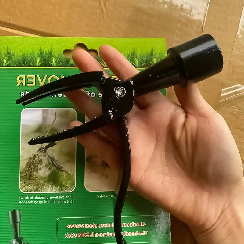 Manual weed puller, stainless steel construction. Adjustable, long, detachable handle for comfortable lawn and garden weed removal.