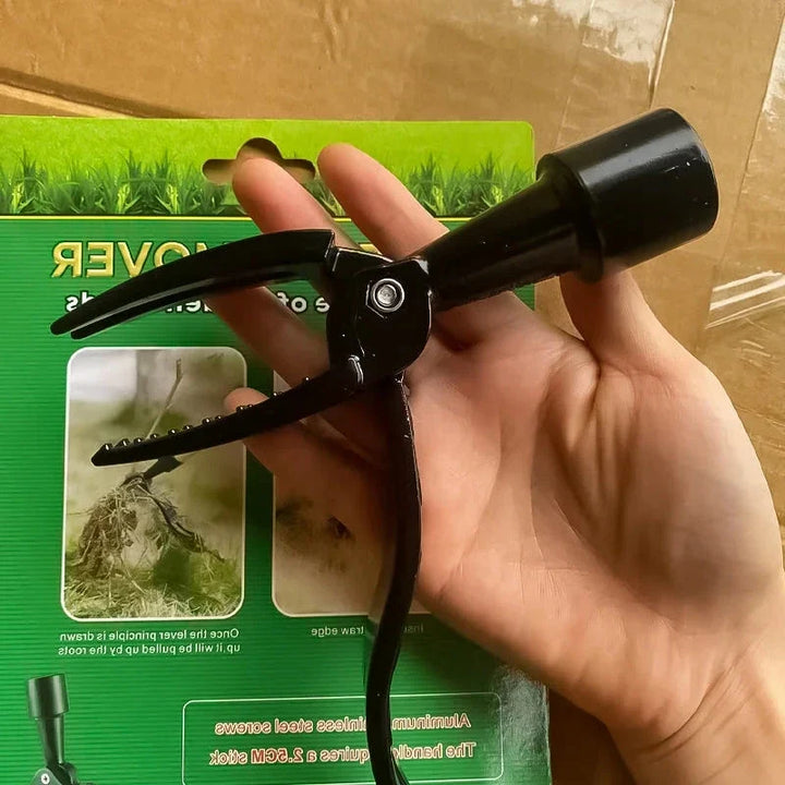 Manual weed puller, stainless steel construction. Adjustable, long, detachable handle for comfortable lawn and garden weed removal.