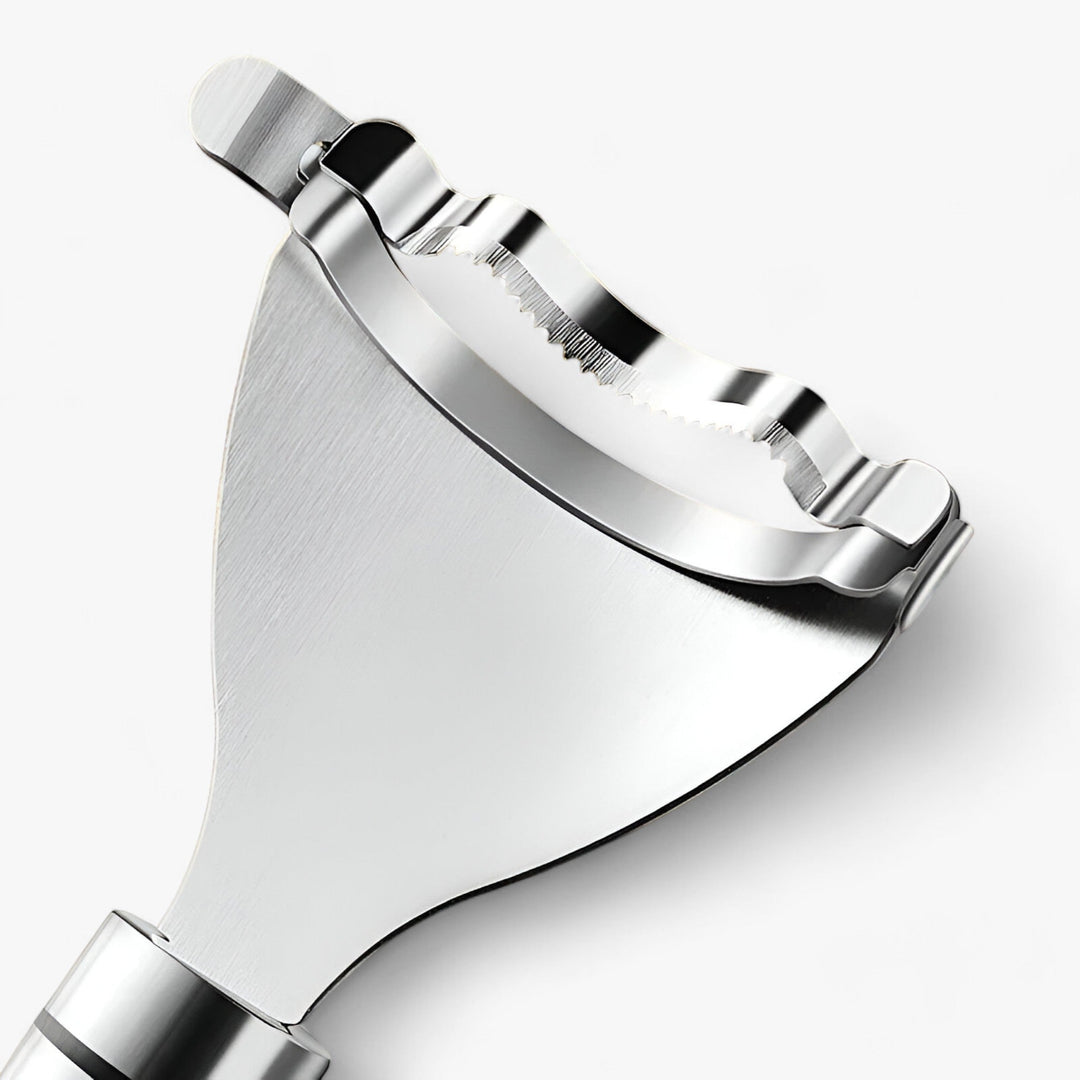 Modern corn cob stripper: Sleek stainless steel design ensures safe and speedy corn kernel removal for home cooking.