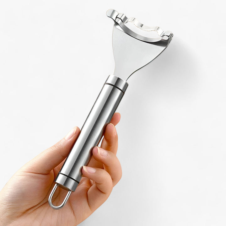 Easy-grip corn peeler: Rust-resistant stainless steel tool for quick and clean corn stripping, perfect for meal prep.