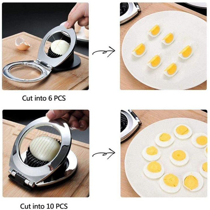 Premium quality egg slicer made of stainless steel, offering three slicing options