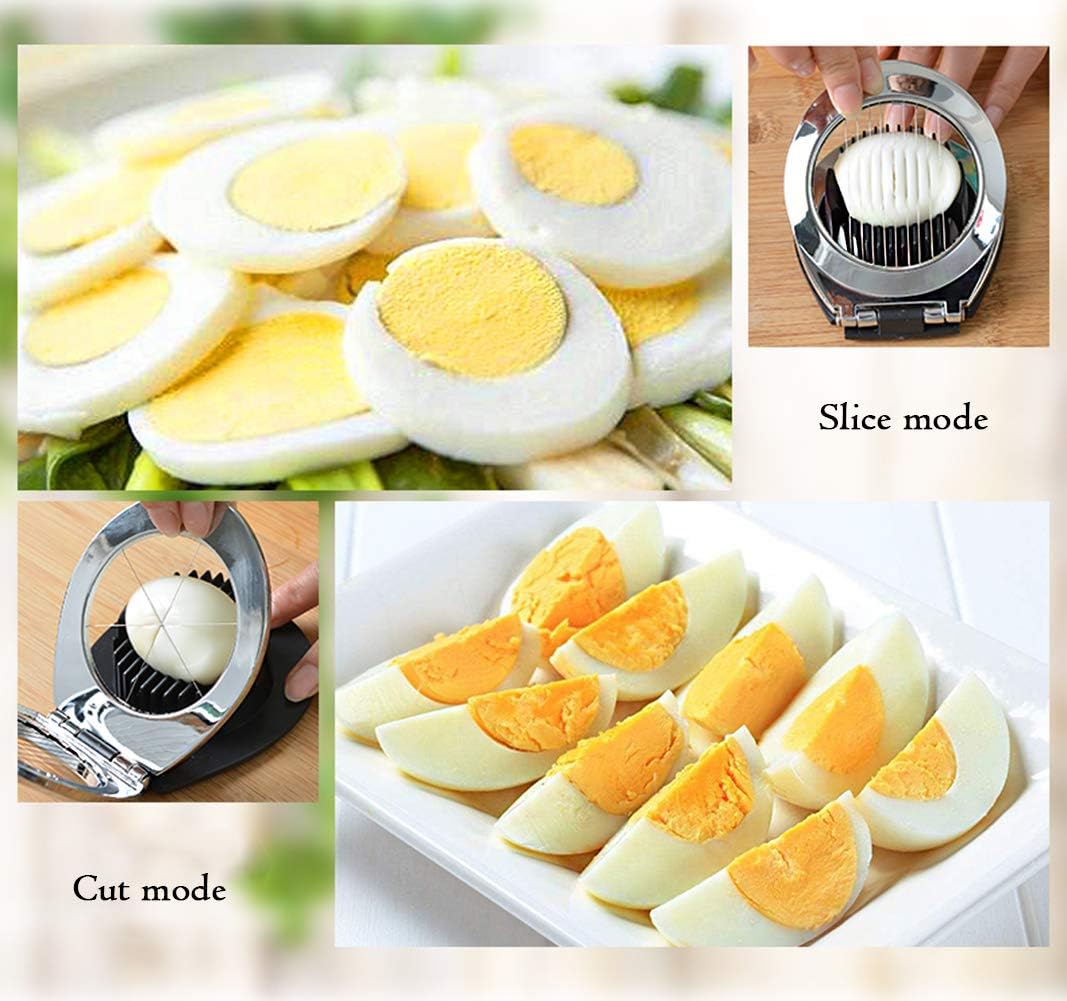 Compact stainless steel egg slicer with multiple wires for even and precise cuts