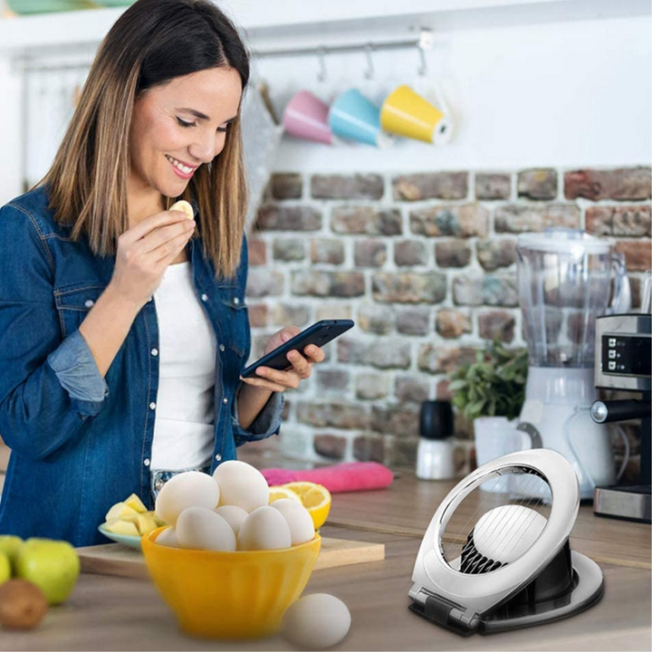 Hard-wearing stainless steel egg slicer, perfect for uniform slices every time