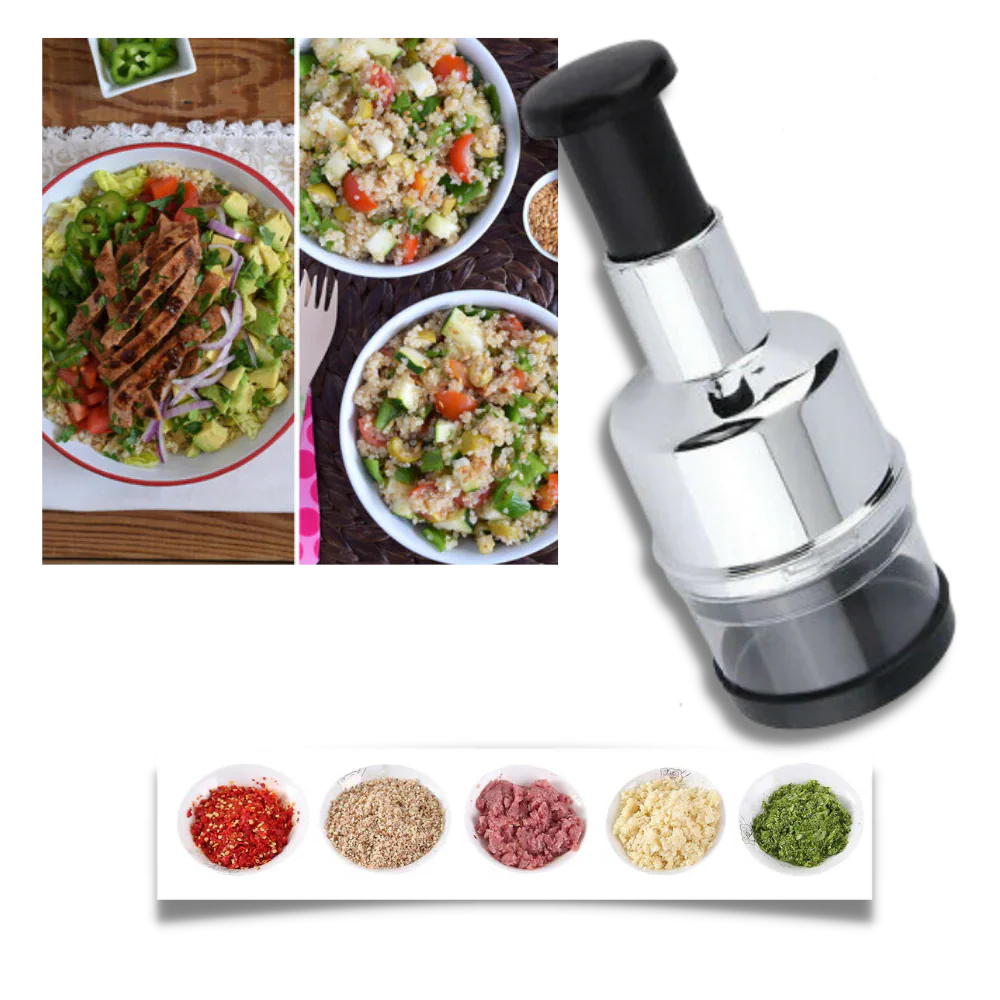 Time-saving stainless steel garlic & vegetable mincer, perfect for healthy cooking and efficient food prep.