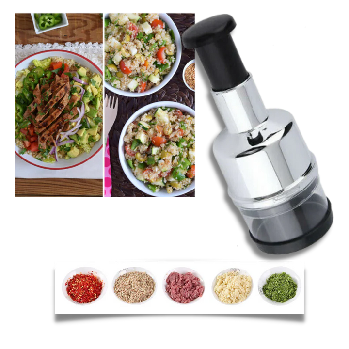 Time-saving stainless steel garlic & vegetable mincer, perfect for healthy cooking and efficient food prep.