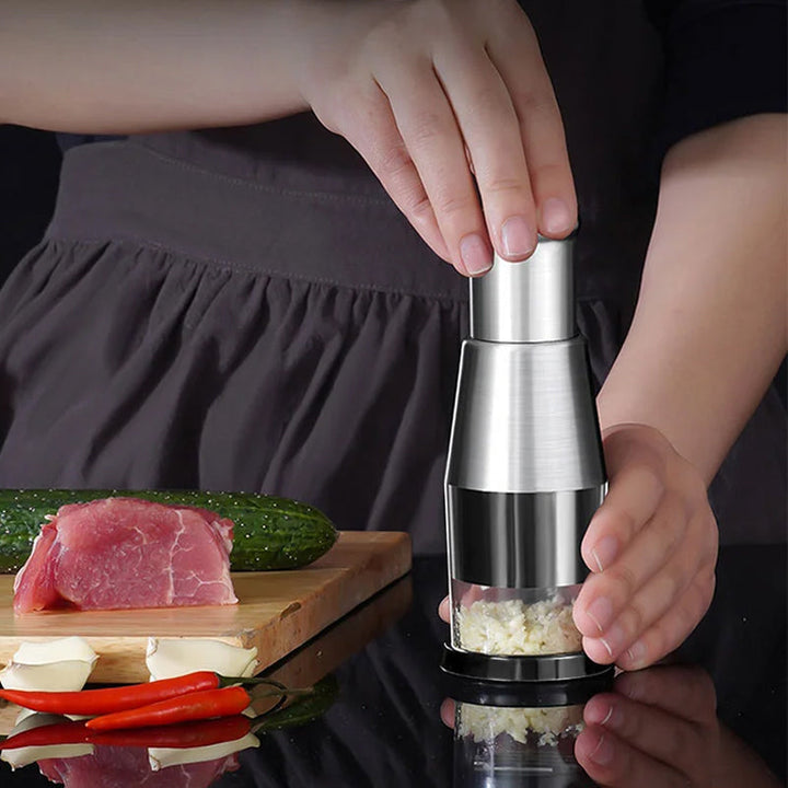 Premium stainless steel garlic press for quick and easy food prep in your kitchen.