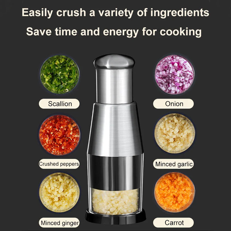 Modern stainless steel garlic press, perfect for enhancing your kitchen and cooking efficiency.
