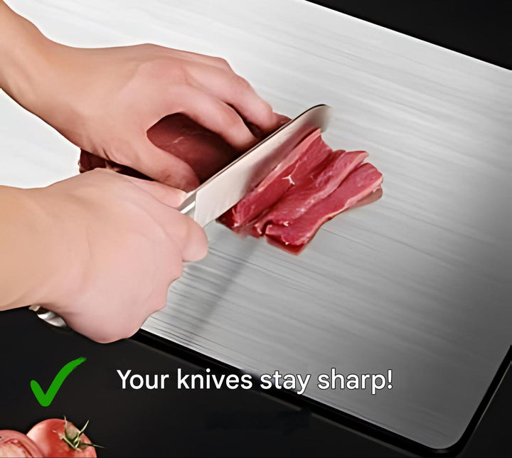 ChefGuard RVS stainless steel cutting board: durable, antibacterial & easy-clean for hygienic kitchen food prep.