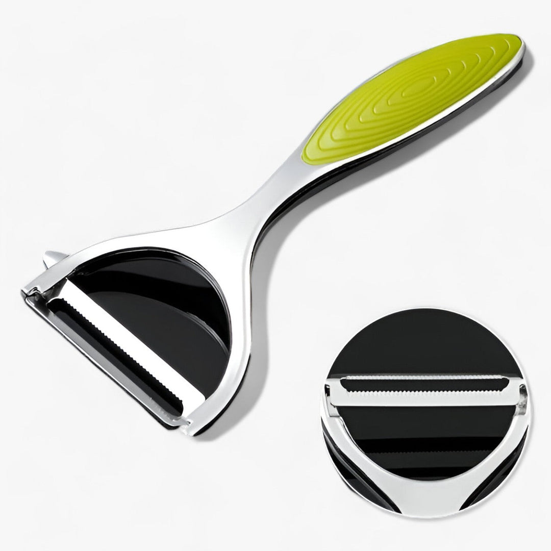 Durable stainless steel peeler & slicer for everyday kitchen use. Perfect for potatoes, carrots, and more.