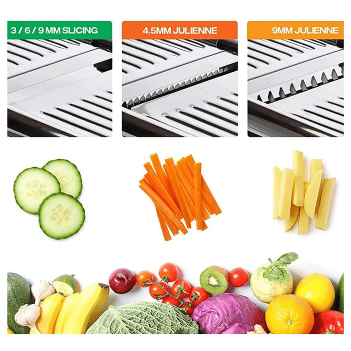 Adjustable stainless steel mandoline slicer, perfect for effortless kitchen food prep & chef-quality cuts.