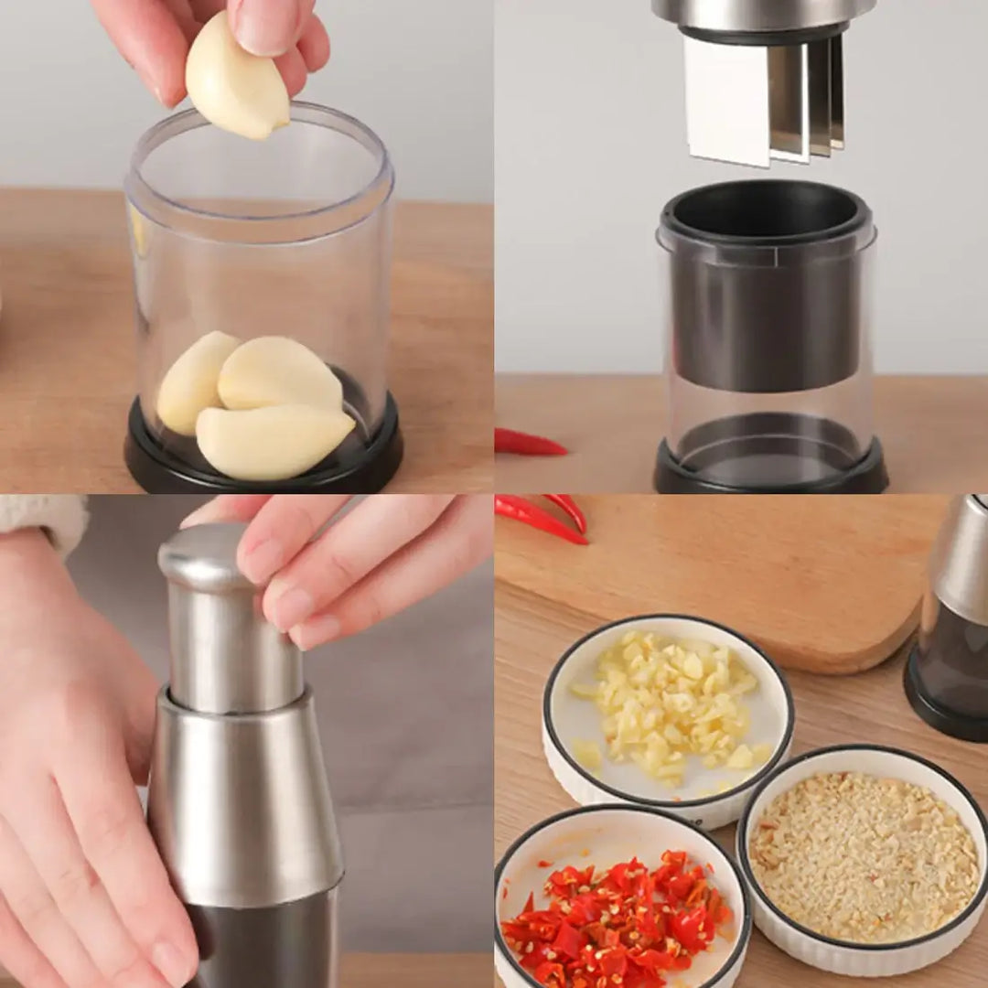 ChefChop Pro manual chopper with sharp blades for precise vegetable cutting.