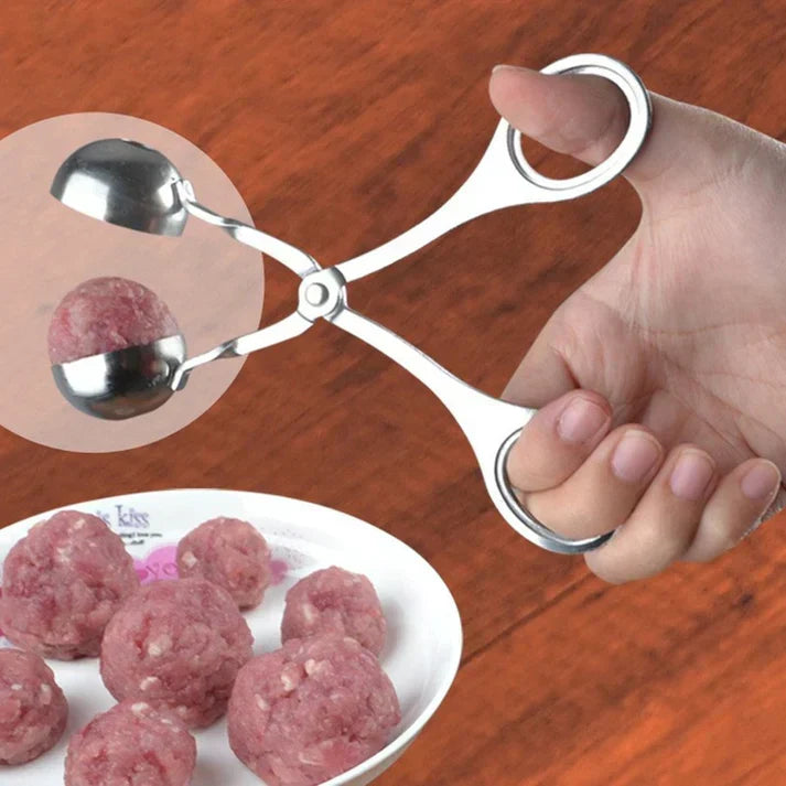 Durable stainless steel MeatballMaster for perfect round meatballs, a versatile kitchen cooking tool.