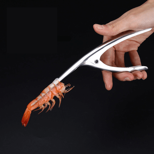 Effortlessly peel shrimp and prawns with this high-quality stainless steel kitchen tool, perfect for seafood lovers.