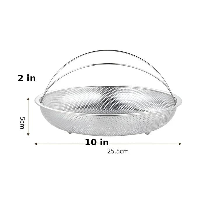 Premium stainless steel cookware: versatile steamer basket for healthy vegetables, dumplings & seafood.