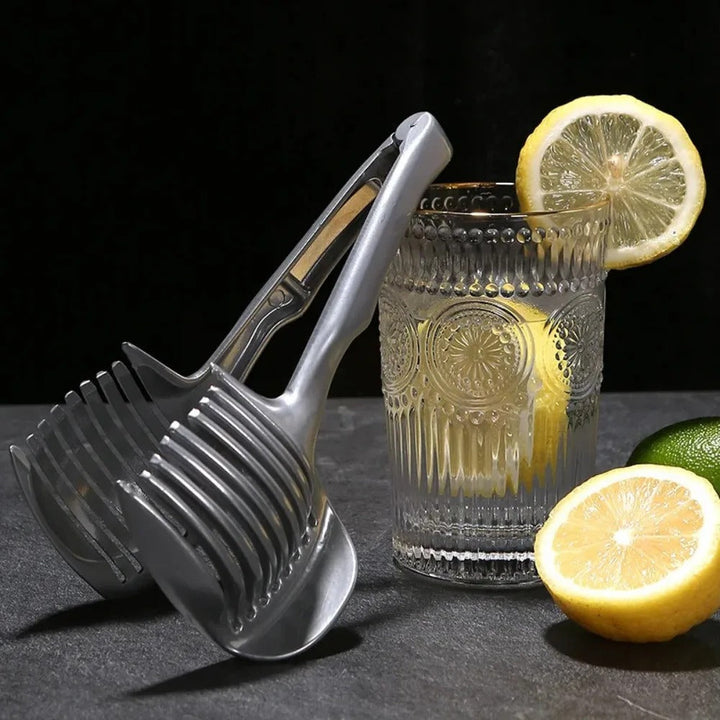 Effortless stainless steel vegetable slicer and fruit cutter kitchen tool for quick and easy food preparation.