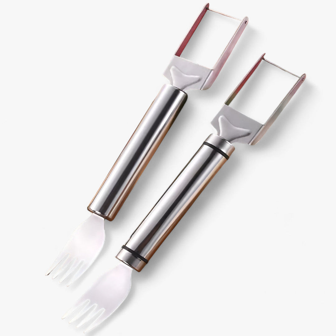 Stainless steel watermelon slicer & server tool for easy, mess-free fruit cutting & serving. Perfect summer kitchen gadget.