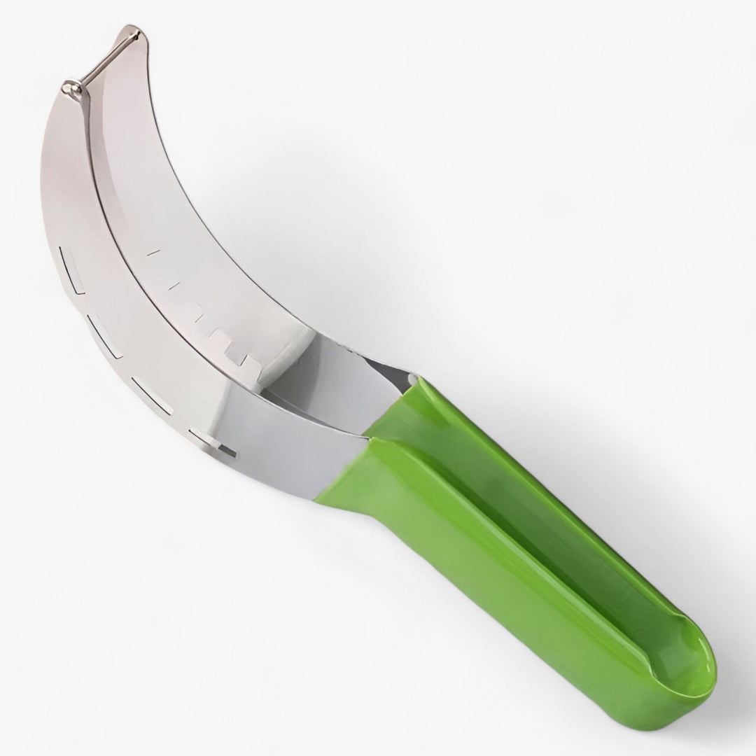 Innovative kitchen gadget: stainless steel watermelon slicer & server, essential for summer fruit platters & picnics.