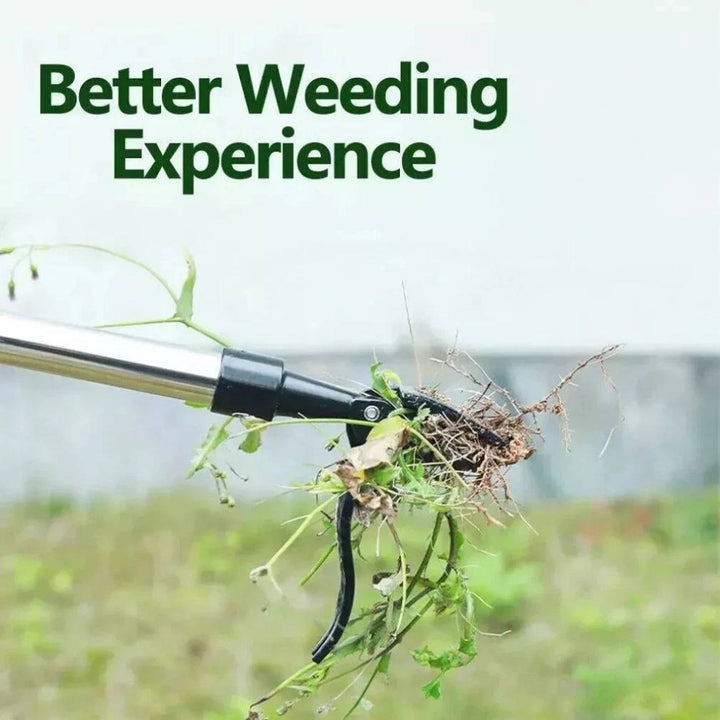 Ergonomic stand up weed puller for comfortable outdoor yard work. Efficient root removal garden tool.