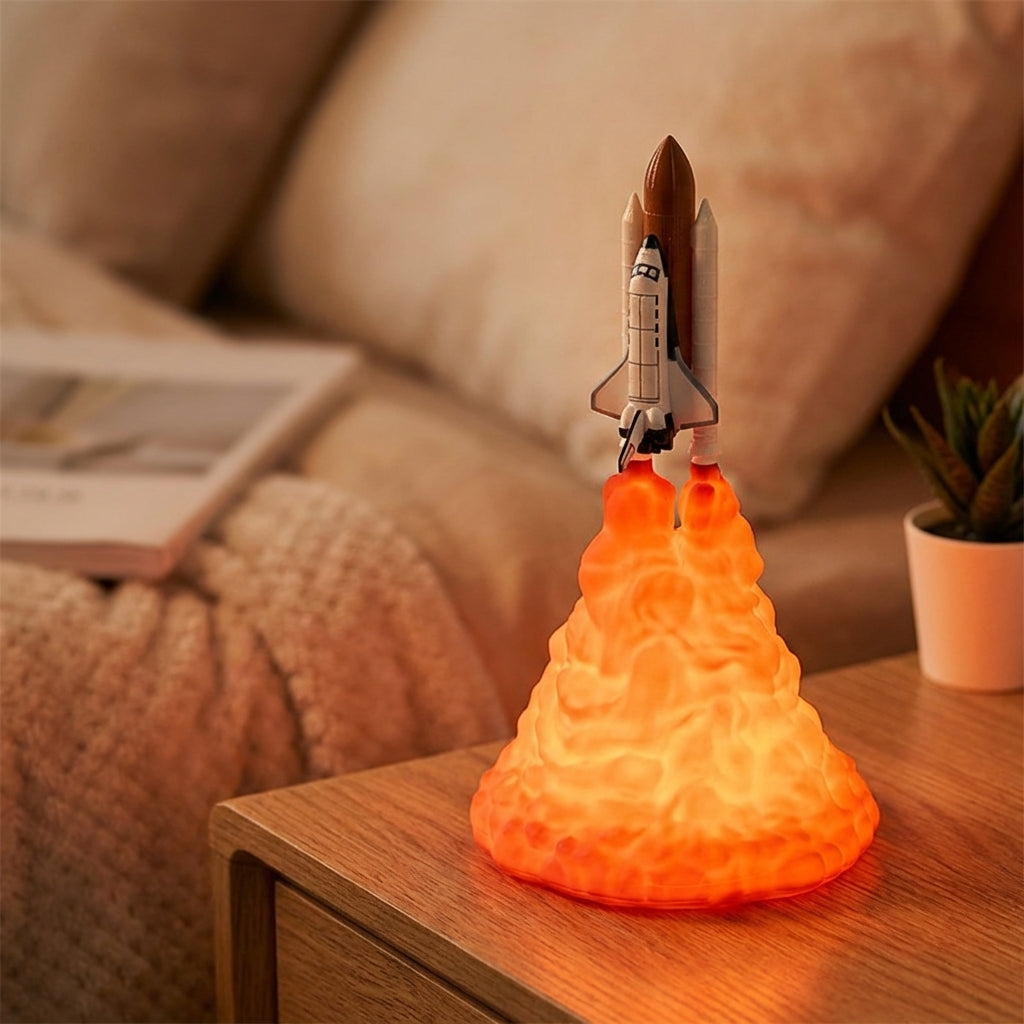 Starblaze rocket night light, perfect for a kids' outer space themed room.