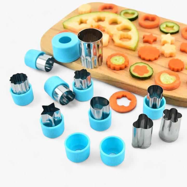 Heart, star, & flower fruit & vegetable cutters for healthy snacks. Essential meal prep tool for kids' lunches.