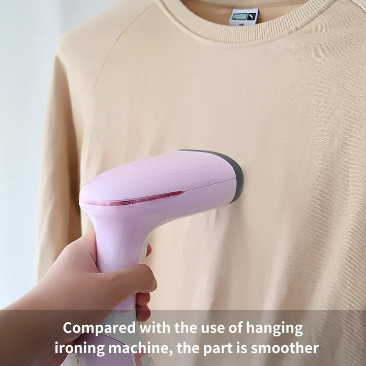 Compact garment steamer with large 1500ml water tank for extended fabric steaming sessions