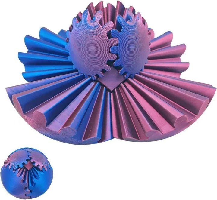Intricate gears of the Steampunk Gear Ball Fidget Toy, a tactile and mechanical desk gadget designed for stress relief.
