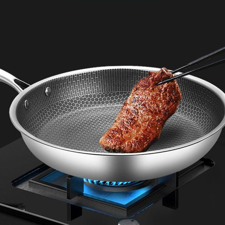 Durable SteelChef stainless steel frying pan, scratch-resistant and built for long-lasting use.