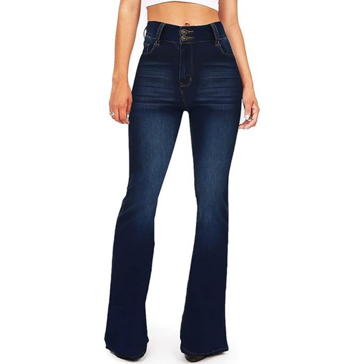 Stella vintage-style flared jeans, high-waisted and made with stretch denim for women