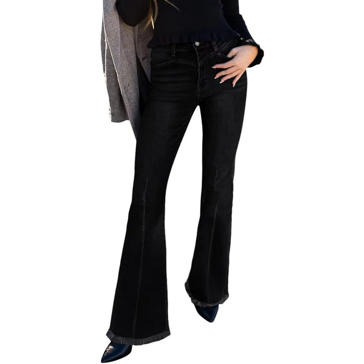 Versatile Stella women's high-waisted flared jeans, comfortable stretch denim