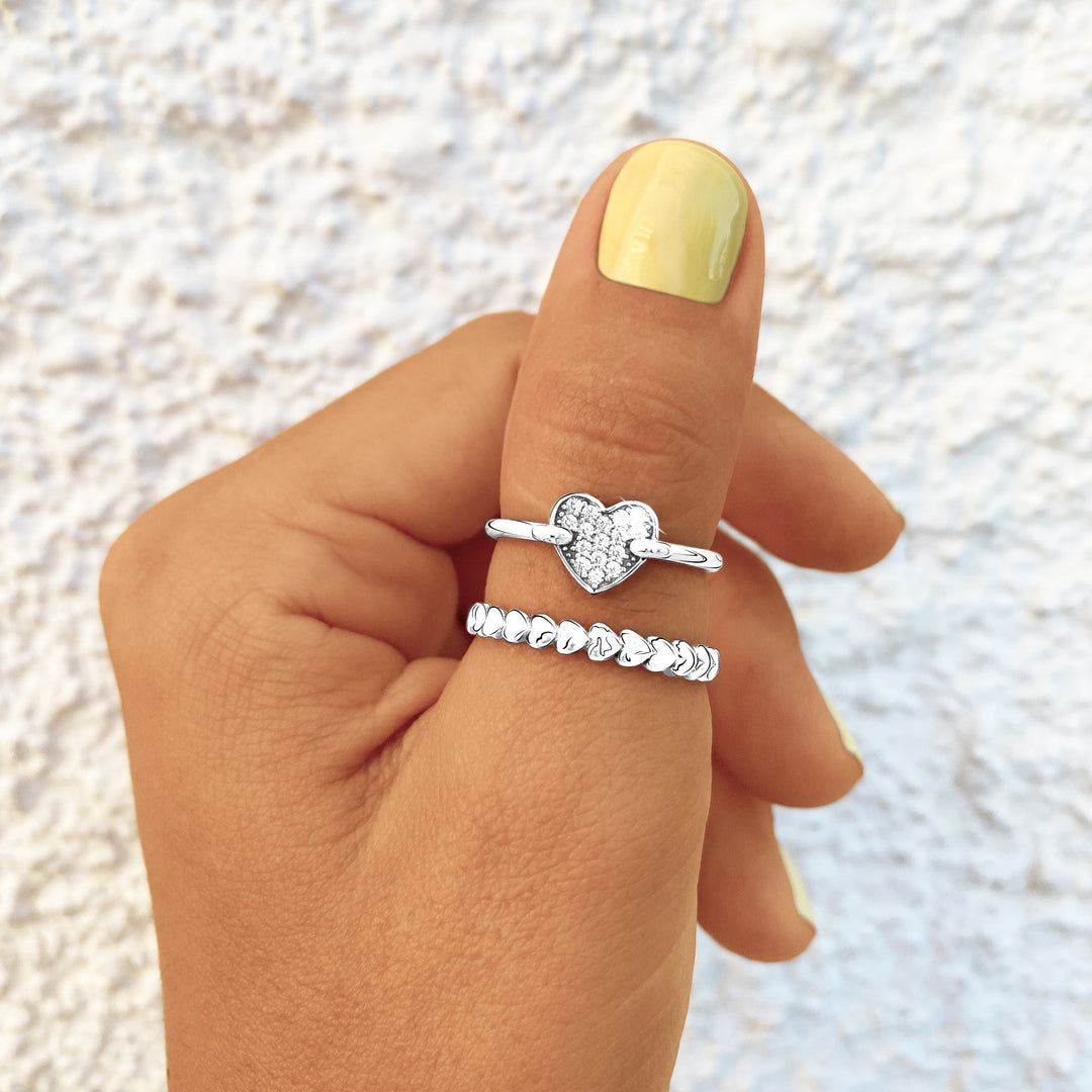 Gold plated women's Aurora heart ring, a romantic and elegant accessory, fine jewelry.