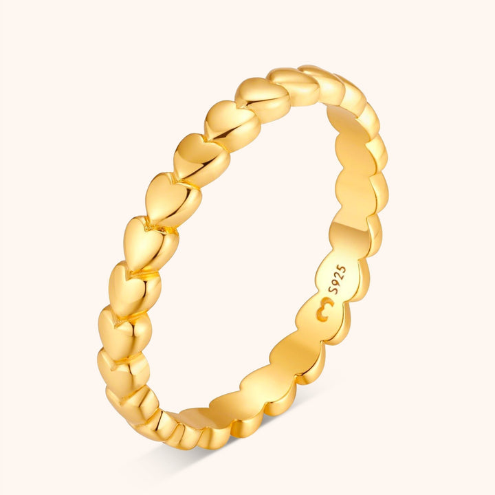 Unique Aurora heart design ring in gold plated finish, elegant romantic women's accessory.