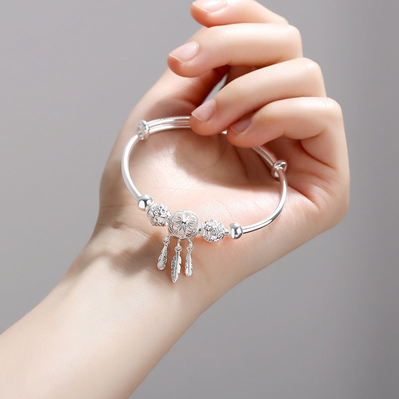 Beautiful sterling silver dreamcatcher bracelet, a delicate & protective women's accessory.
