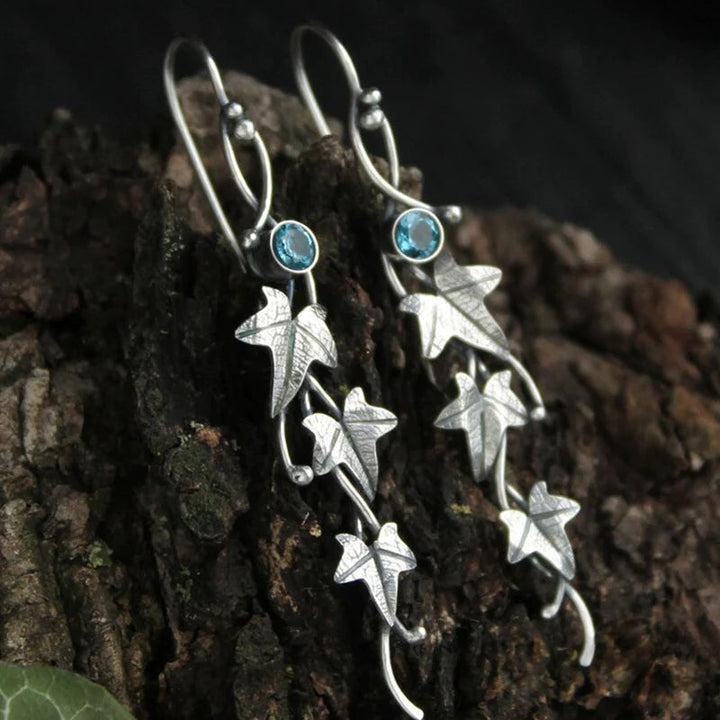 Sterling silver Elf Leaf Drop Earrings for women, featuring a nature-inspired fantasy design. Perfect fairy jewelry.