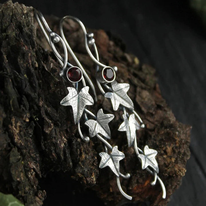 Unique sterling silver elf leaf drop earrings. Mystical fantasy jewelry, a nature-inspired gift for women.