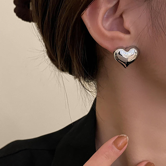Sterling silver & gold plated elegant heart dangle earrings for women.