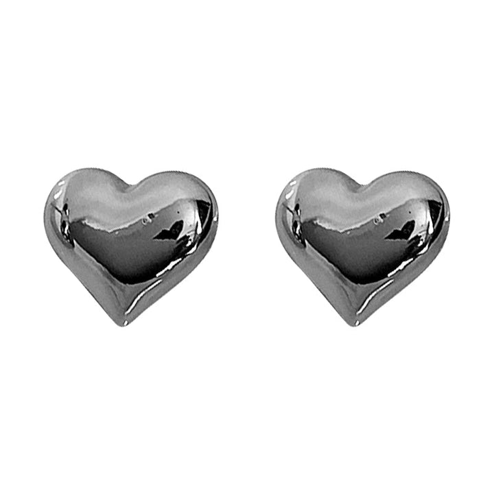Fashionable women's dangle heart earrings, silver & gold plated, everyday chic.