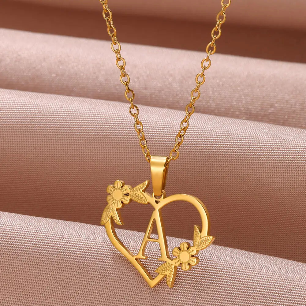 Sterling silver personalized heart initial necklace with a custom letter, an elegant and sentimental gift for women.