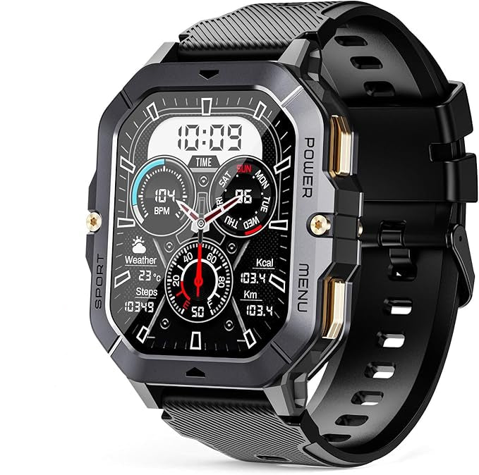Steven Military Tactical Smartwatch, a robust outdoor gear with health tracking features.