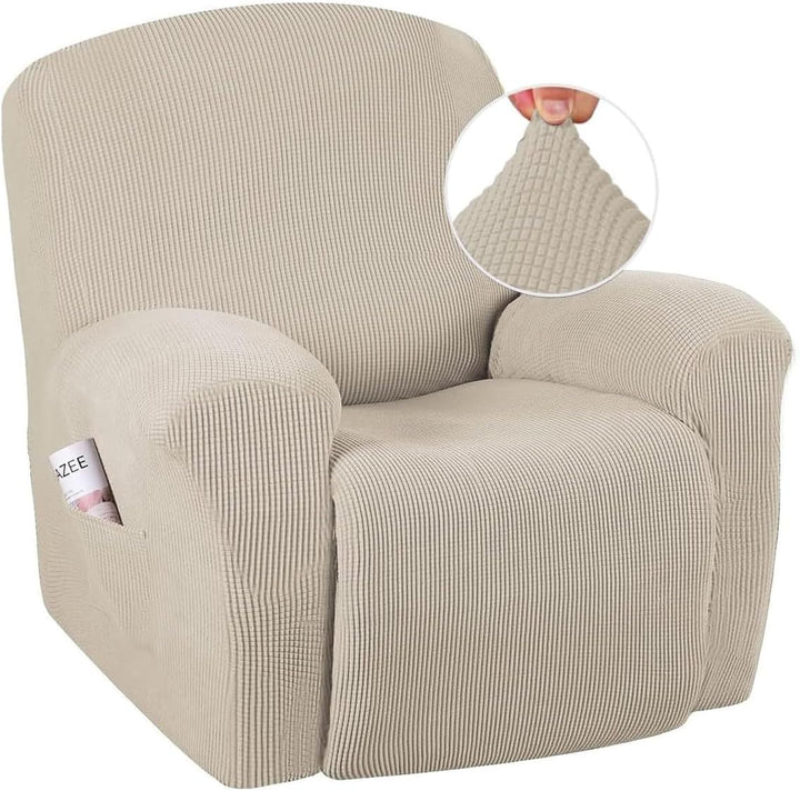 Stretch Recliner Slipcover in grey, CoverFlex jacquard fabric, protects furniture from spills, pet friendly